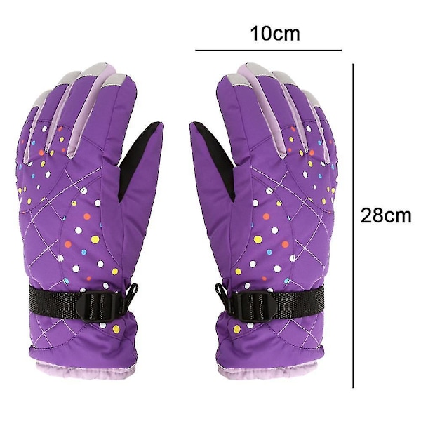 Nya skidhandskar för damer plus fleece tjocka vintervarma handskar utomhussporter Purple