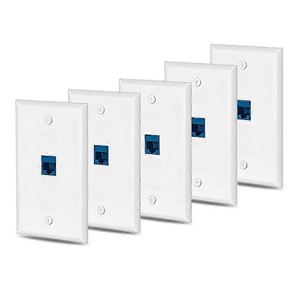 5 Pakker Cat6 Ethernet Veggkontakt 1 Port RJ45 Nettverk Hunn til Hunn Veggkoblingskontakt
