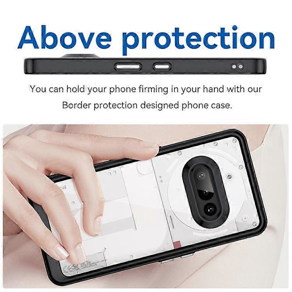 Kompatibelt Skal för Nothing Phone (3a) TPU + Akryl Skyddande Transparent Mobilskal Black