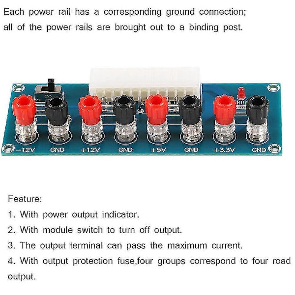 24 Pins Atx Benchtop Board Computer Pc Strømforsyning Breakout Adapter Modul (haoyi