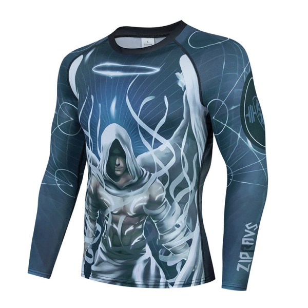 Muay Thai herr MMA Kickboxning Sportdräkt BJJ Rashguard T-shirts Rash Guard Fitness träningsoverall Boxningströja Set 50 Top M