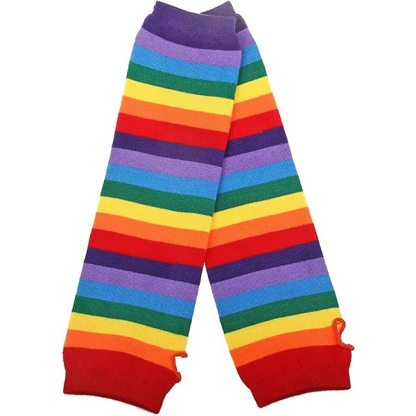 Rainbow Stripe Armvärmare Benstrumpor Färgglada lårhöga strumpor