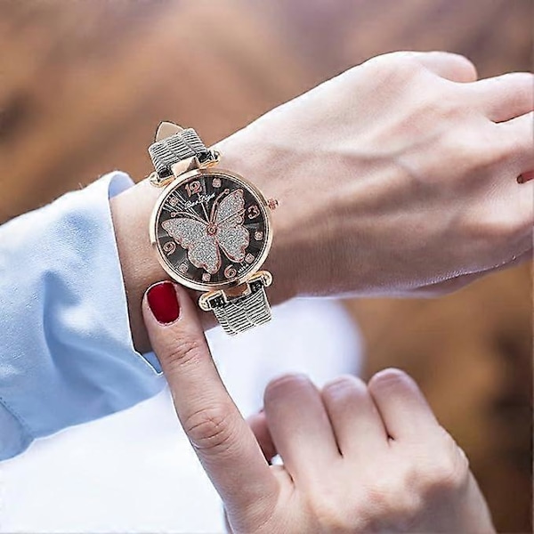 Dame Armbåndsur: Analog Q-uartz Ur Sommerfugle Urskive til Kvinder