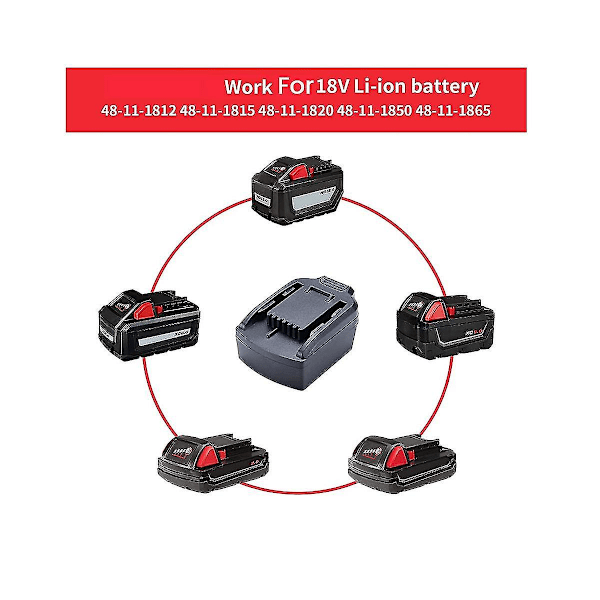 Batteriadapter for 18V batterikonvertering til 20V 6-pinners litiumbatteriverktøykonverter