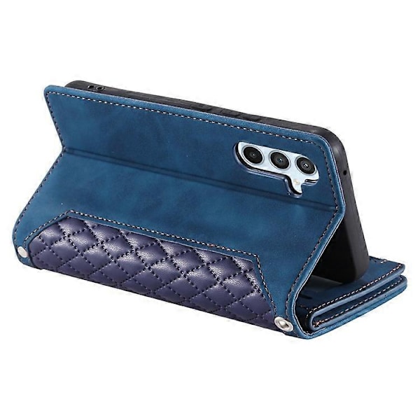 Stil 005 Kompatibelt För Samsung Galaxy A56 5G Plånboksfodral Rombsömmar PU Läder Telefonskal Blue