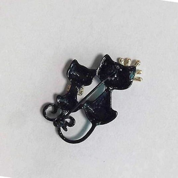 Kristall Strass Kitty Katt Brosch & Nål Dubbla Kattungar Söta Broscher Smycken Accessoarer För Kvinnor