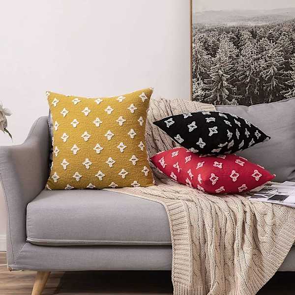 Sett med 2 dekorative putetrekk Rhombisk Jacquard Putetrekk Myk Firkantet Putekasse For Høst Sofa Seng Soverom Bil Stue 18x18 Tommer