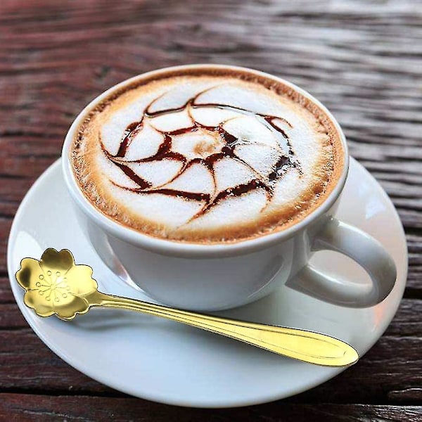 Blomsterkaffeske i rustfrit stål Espressoske Dessertske - 8 stk. bd