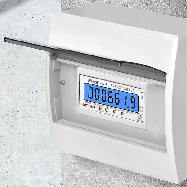 Elektrisk energimätare trefas LCD digital display DIN-skena montering 4-tråds elmätare Wattmeter AC 3*230/400V 50Hz