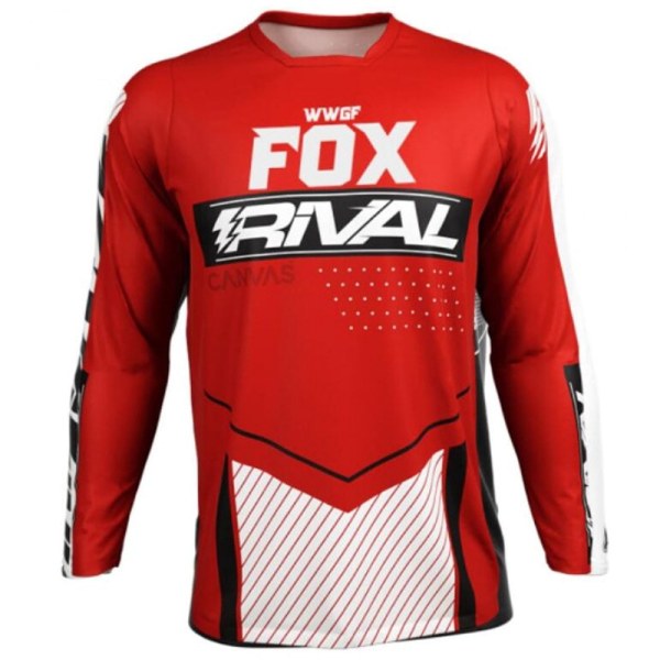 Sommar FOX mountainbike terrängdräkt MTB lång T-shirt red S