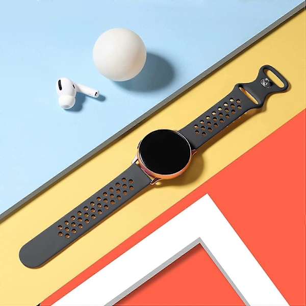 Kompatibel med Samsung Galaxy Watch 4 rem 40mm 44mm, 20mm åndbar silikonerem til Galaxy Active 2/Watch 3 41mm/Galaxy Watch 42mm/Gear S2 Class