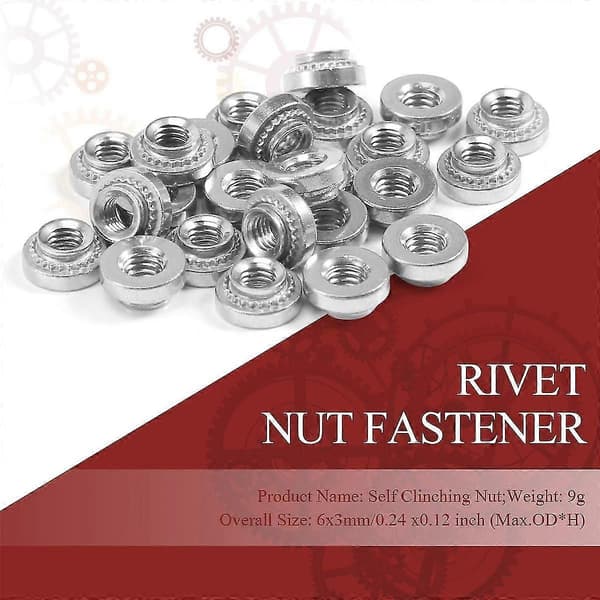 M3 Självlåsande nitmutterfäste i rostfritt stål 25 st