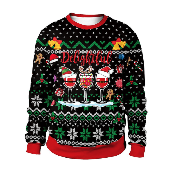 Kvinnor Män Jul Ugly Novelty Sweater Par Matchande printed Rolig Pullover Sweatshirt Xmas Party Topptröja style 2 XL