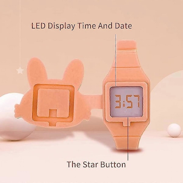 Børneur, Pigeur Digitalt Sødt Form LED Mode Silikone Rem Clamshell Design Armbåndsur Pige
