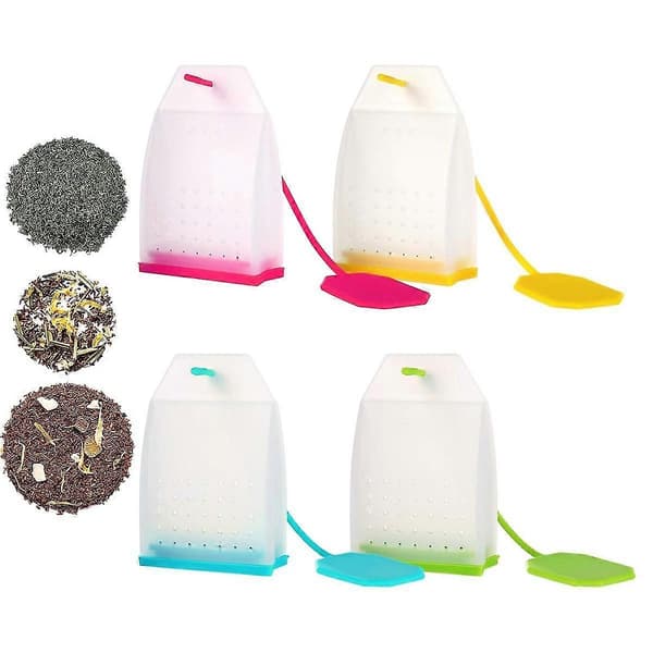 4-pakning teinfuser for løs te, tesil, tekjele, silikon teinfuser