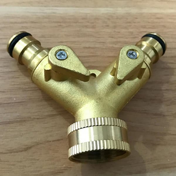 Messing Nippel Kobling Hagekran Splitter Y-type 2-veis Kuleventil Adapter Q
