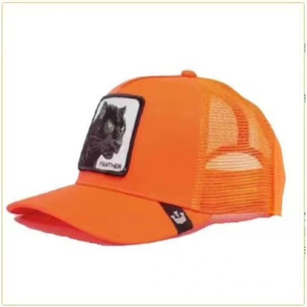 Svart baseballkeps i leopardmönstrat meshmaterial för vuxna, sommarbaseballkeps, truckerkeps, leopardmönster orange.