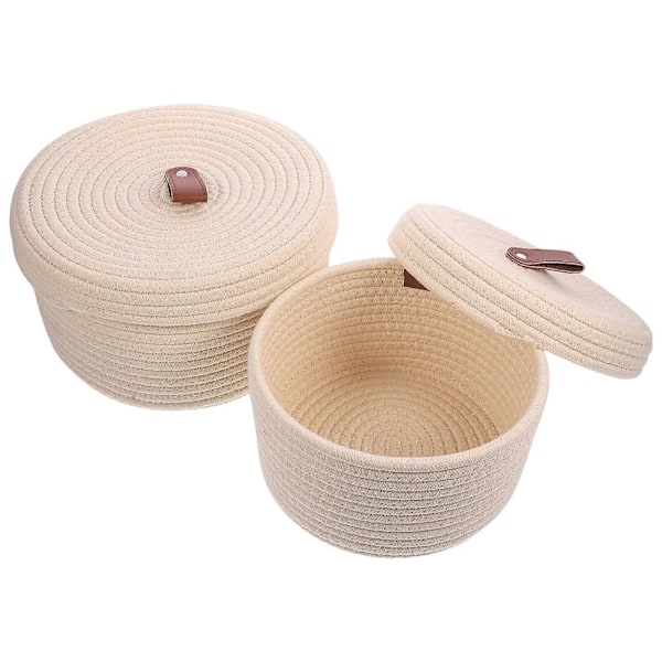 2 stk. Bomullsrepskurv Bomullsrepskurv med lokk Skrivebord Diverse Organizer