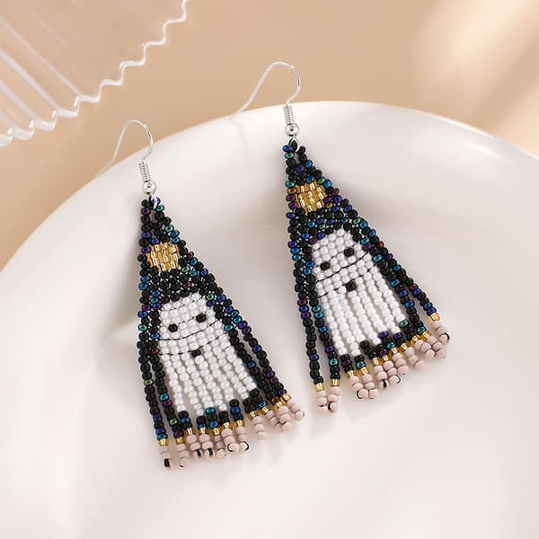 Øreringe med perler og kvaster Halloween Spooky Dingle Drop Øreringe til kvinder piger