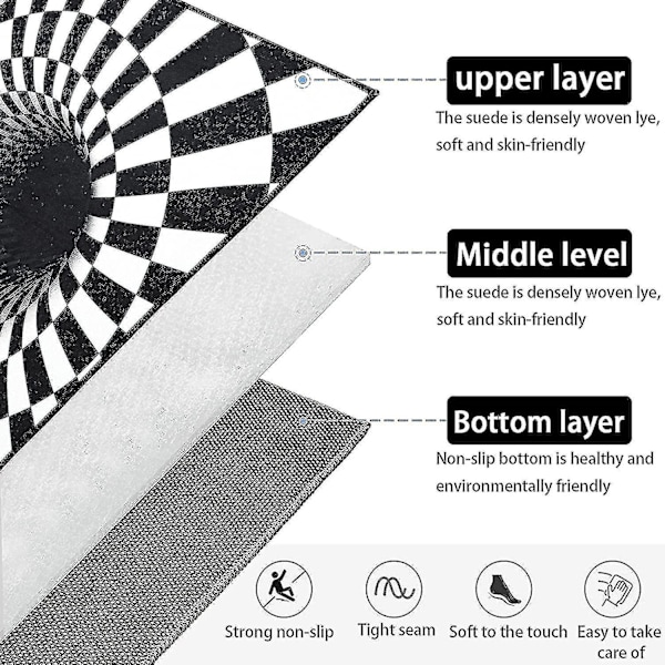 3D Matta med Bottenlös Hålighet Optisk Illusion, Rutmönster Vortex Optiska Illusioner Matta, För Matrum Matta Hem Sovrum Golvmatta_s