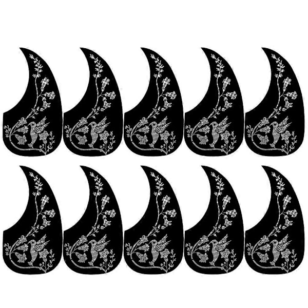 Akustisk Gitarr Skydd Anti-Rep Gitarrplatta Svart Silver 10x18x0.06cm Dekoration Klassisk Gitarr 10-pack