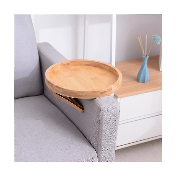 Sofa Bakke Bord Sofa Armlæn Clip-on Bakke Træ Sofa Bakke Praktisk Tv Bakke Til Fjernbetjening Kaffe Wuqx