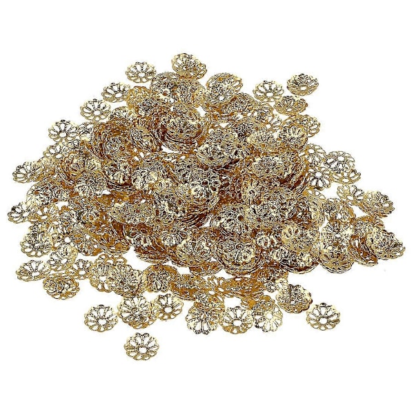 500 stk. 6mm Gullfargede Blomsterperlehetter for Smykkelaging - haoyi