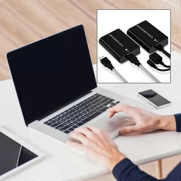 2 stk. Ethernet-konverteradapterforlenger 60M USB til RJ45 Cat5e Cat6-forlenger