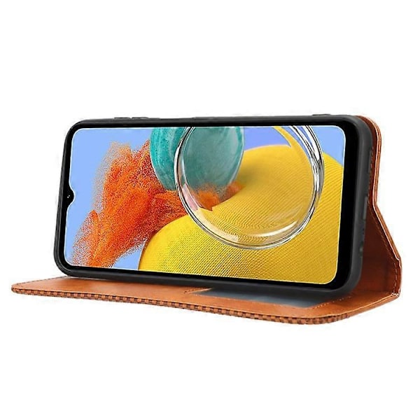 Kompatibel med Samsung Galaxy M54 5G PU Lær Vintage Magnetisk Deksel Stativ Flip Lommebok Telefonveske Brown