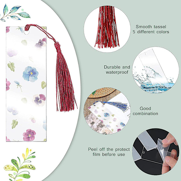 40 kpl Akryylinen Kirjanmerkki Aihio Kirkas Tee-se-itse Viimeistelemättömät Mini Kirjanmerkit Värikkäillä Tupsuilla Tee-se-itse C
