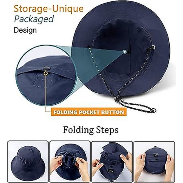 Vattentät Solhatt Upf 52+ Bucket Hat UV-skydd Packbar Brätte Boonie För Kvinnor Män Sommar Lätt Vandring Utomhuskeps