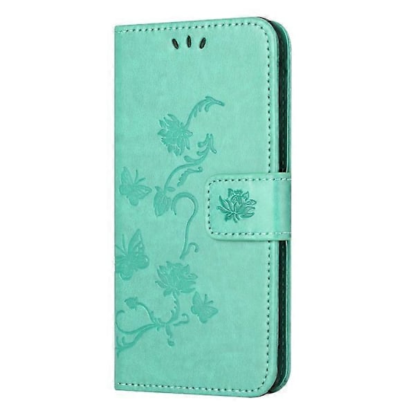 Kompatibelt för Samsung Galaxy A24 Präglat Fjärilsblomma Mobilskal PU Läder Plånboksställ Telefonskydd med Rem Indigo