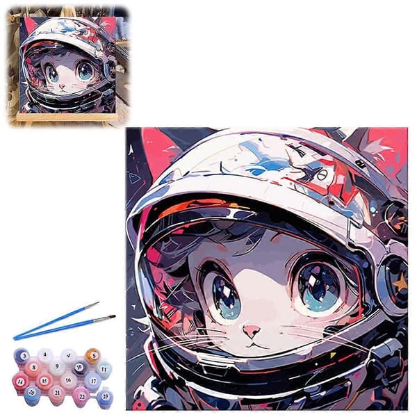 DIY Mal efter tal-sæt, Air Cat Force Astro Cat Nemme mal efter tal-sæt 12