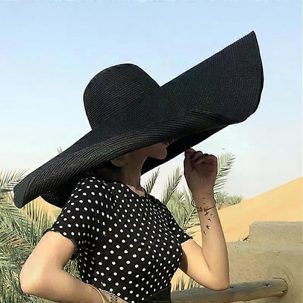 Sommar Hopfällbar Portabel Överdimensionerad Solhatt För Kvinnor Elegant 70cm Diameter Stor Bredbrättad Stråhatt Flerfärgad Gorras Strandhatt