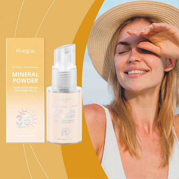SPF35 Solskyddspuder för Hårbotten, Lättviktig och Icke-Fet Formula, Resevänlig Hårbottenlindring