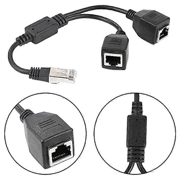 RJ45 1 Han till 2 Hon Ethernet-delarekabel för Super Cat5, Cat6, Cat7 LAN Ethernet-nätverk Ext (haoyi