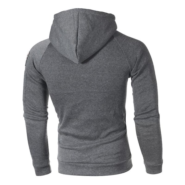 Herr med dragkedja i fleecefodrad huvtröja Sweatshirts Pullover Vinter Varm långärmad huva Activewear Toppar Dark Grey M