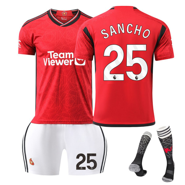 24 Manchester United Red Devilsin kotijalkapalloasu nro 10 Rashford 21 Anthony 25 Sancho B -pelipaita NO.25 SANCHO L