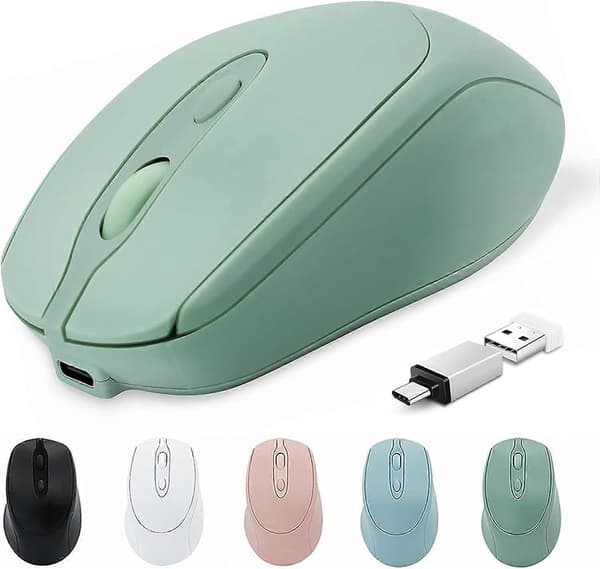 Bluetooth Trådløs Mus Oppladbar USB C for MacBook Pro/Air, Bluetooth Type C Mus for Mac/iPad/PC/Notebook/Tablet, Ergonomisk Stille Trådløs Com