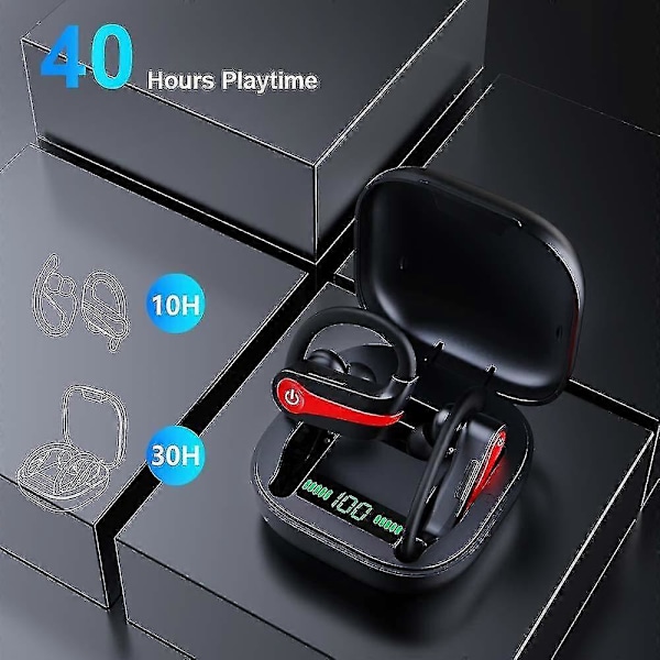 Langattomat nappikuulokkeet, Bluetooth 5.1 urheilukuulokkeet, 10 tuntia soittoaikaa yhdellä latauksella, langattomat kuulokkeet 6D stereo Hi-fi ääni, melunvaimennus (punainen)