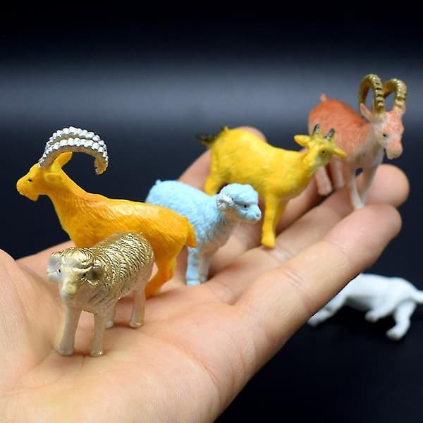8 st Mini Simulations Get Får Djurmodell Leksaksfigur Heminredning