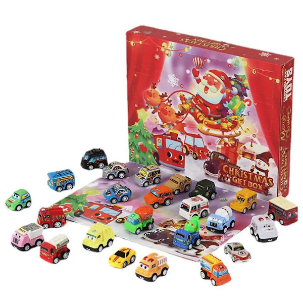 Joulukalenteri Lähtölaskenta Adventtikalenteri laatikoilla Auton adventtikalenteri lapsille Autoleluille 24 päivän joululahjaverholaatikko style 2