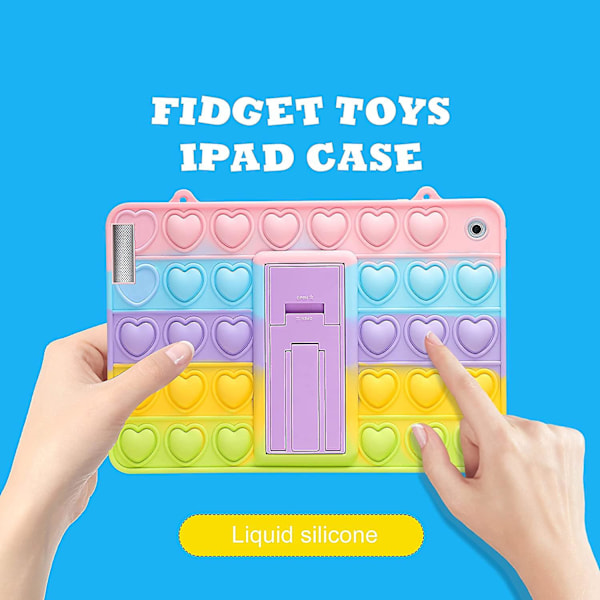 Ubiuocolor Hjerte Etui Til Ipad 2/3/4 Tegneserie Sjov Kawaii Sød Silikone Sjovt Cover Stilfuldt Mode Unikt Design Fidget Beskyttende Æstetisk Til Piger