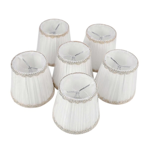 Lysekrone Skjermer, kun for Lyspærer i Lysestakeform, Clip-on Lampe Skjermer, Sett med 6, Hvit