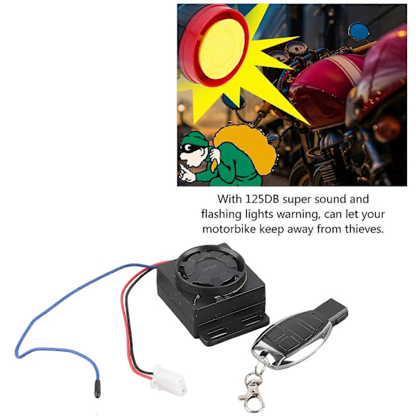 Motorsykkel Tyverisikring Alarm System med Fjernkontroll 9?16V Universal