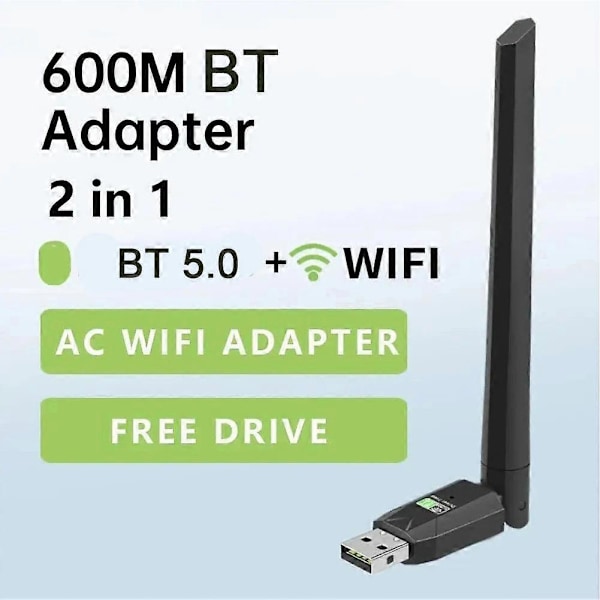 Netværkskort USB Driver Free 600M Trådløst Netværkskort BT5.0 Bluetooth Adapter