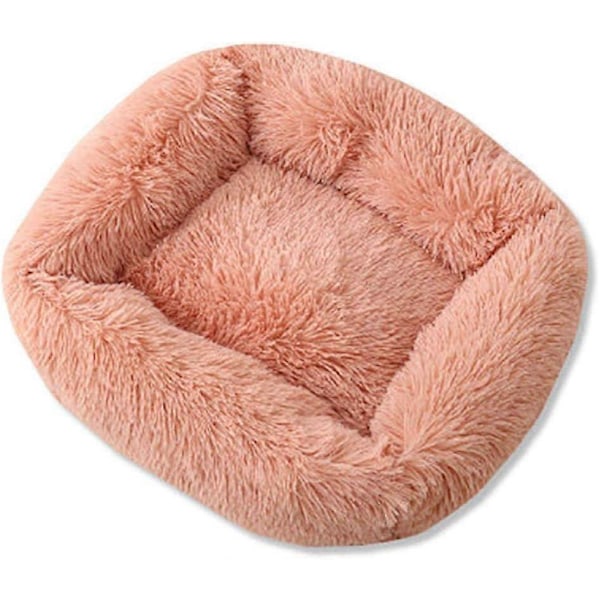 Seng Xs Størrelse Varm Vinter Firkantet Super Blød Sovende Hundeseng Lang Plys Vaskbar Katte Måtte Kurv Hvalpehus 1 Stk Reje Pink