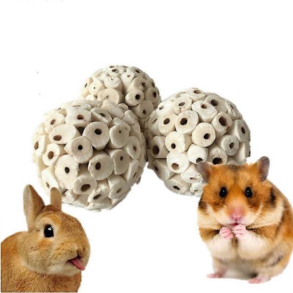 3 stk. Hamster Tygelegetøj Sola Foderbolde 6 cm Plante Bolde Bløde Kan Strimles
