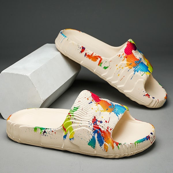 Tofflor herr ytterkläder sommar sport kokos stepping bajs känsla halkfri mjuk sula flipflops utomhus strand tjock sula sandal beige 41-42