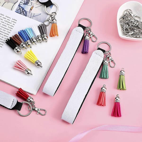 60 st/set Dye Sublimering Blank Dykningsmaterial Handledsrem Nyckelring Set
